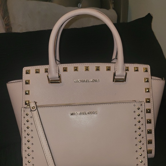 Michael Kors Blush Pink Studded Satchel - Picture 1 of 3